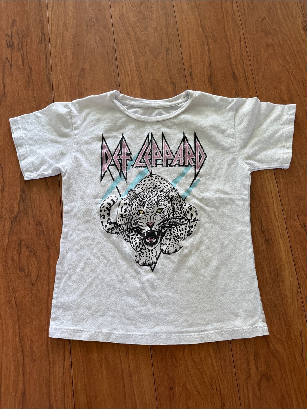 White Kids Graphic Tee with Leopard Motif
